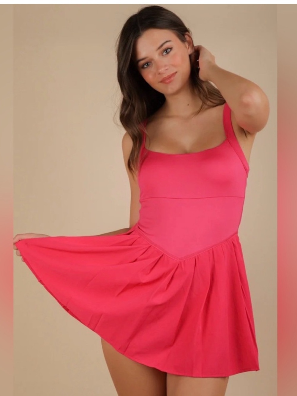 Pleated Skirt Activewear Dress W/ Under Shorts